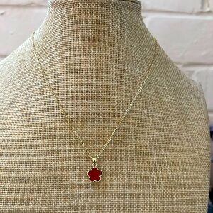 Fashion, unbranded small red clover necklace.